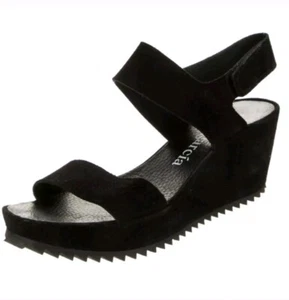 Pedro Garcia Fiby Navy Castoro Platform Wedge Suede Sandals Size 6 - Picture 1 of 8