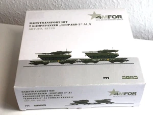 Märklin H0 48739 4MFOR Bahntransport mit 2 Kampfpanzer Leopard 2 A1 Top Zustand - Bild 1 von 4