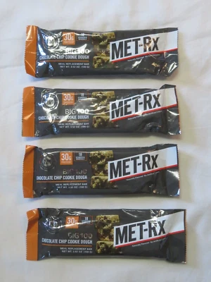 (4) MET-Rx Big 100 Meal Replacement Bars Chocolate Chip Cookie Dough 3.52 Oz Ea - Image 1 of 2