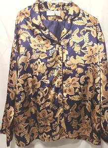 Vtg Satin Pajama Set Athleisure Retro Romantic Sexy Comfy Loungeware Purple Gold - Picture 1 of 3