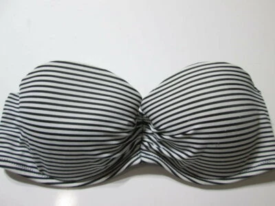 Top de bikini Victoria Secret para mujer talla 32D blanco/negro con aros forrado a rayas Foto 1 de 4