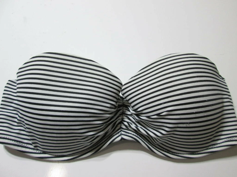 Top de bikini Victoria Secret para mujer talla 32D blanco/negro con aros forrado a rayas Foto 1 de 4
