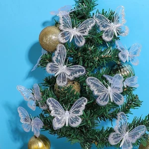 Set of 12 White Butterfly Clips for Holiday Tree Decor and Home Display - Picture 1 of 12