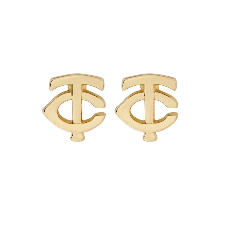Aretes Bijoux Sport de Luv Aj MLB chapados en oro con logotipo de latón gemelos de Minnesota Foto 1 de 1