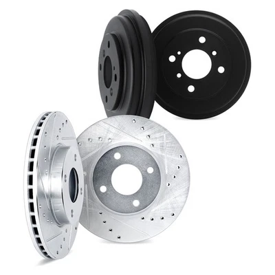 For Geo Metro 95-97 DFC Premium Drilled & Slotted Front & Rear Brake Rotor Set - Image 1 of 2