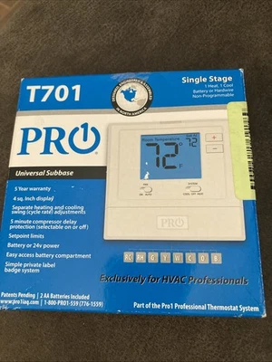 PRO1 IAQ T701 White  Non-Programmable Electronic Thermostat Single Stage NEW - Image 1 of 4