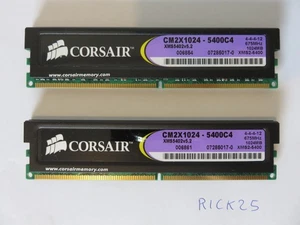 Mémoire Corsair XMS2 (2Go) DDR2 Twin2X 2x1GB PC2-5400 675MHz CM2X1024-5400C4 - Zdjęcie 1 z 2