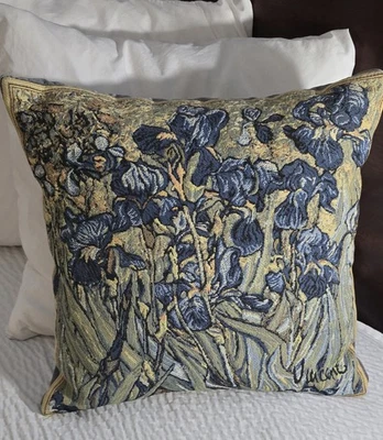 Hines England Tapestry / Velvet Pillow IRISES  IRIS  - Image 1 of 4