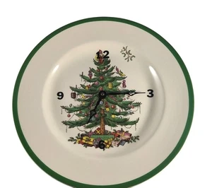 RARO Reloj de Pared Spode Árbol de Navidad 11" Hecho en Inglaterra-Funciona Pero Manos Sueltas - Imagen 1 de 7