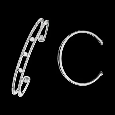 NWT Michael Kors 14k White-Gold Plated Pavé Sterling Silver Cuff Bracelet - Image 1 of 4