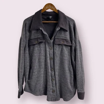 Chaqueta PACSUN Inside Out Vellón Negro Gris Mediana/Grande Acogedora Foto 1 de 4