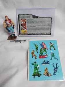 1986 G.I. Joe Monkey Wrench V1 Complete W/File Card & Sticker Sheet Near Mint - Picture 1 of 9