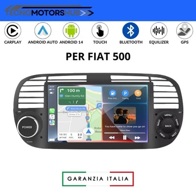 Android 15 Autoradio 7" per Fiat 500 2007-15 CARPLAY 2+64G GPS Navi WIFI RDS USB - Immagine 1 di 4