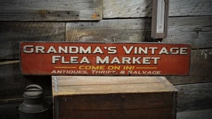 Personalized Flea Market Sign-Primitive Rustic Hand Made Vintage Wood - Picture 1 of 1