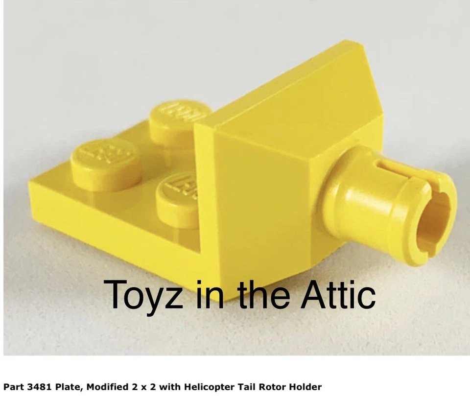 Lego 1x 3481 Placa Amarilla, Modificado 2x2 con Soporte Rotor Cola Helicóptero Foto 1 de 1