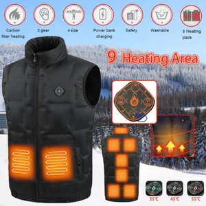 Men Women Heated Vest Winter Body Warm Electric USB Jacket Thermal Heating Coat - Picture 1 of 19