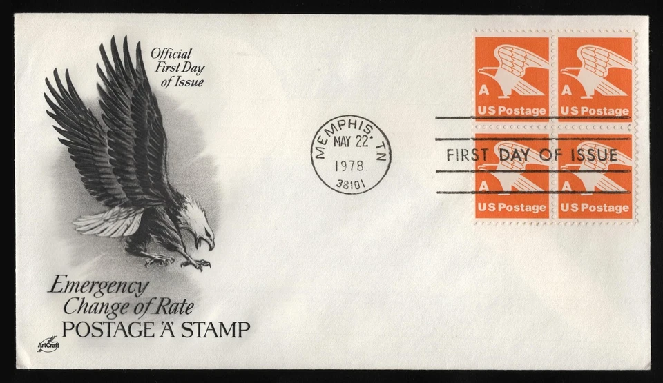#1735 'A' Eagle-Block of Four, Art Craft FDC **ANY 5=FREE SHIPPING** - Image 1 of 1