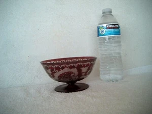 VINTAGE GERMANY PEDESTAL DISH RUBY RED U.S. ZONE - Picture 1 of 12
