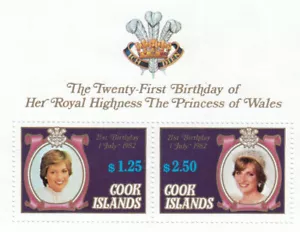 (141637) Princess Diana 21st Birthday $3.75 MS $2.50 $1 Cook Islands MNH 1982 - Picture 1 of 1