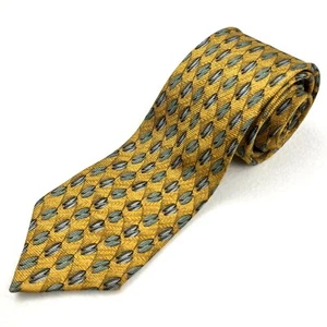 Ermenegildo Zegna Silk Necktie Exclusive Design Italy Yellow Gold With Blue Oval - Picture 1 of 8