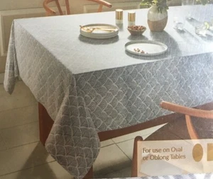 Various Size Fanned Leaf 100% Cotton Fabric Tablecloth Grey Color by Everhome - Picture 1 of 5