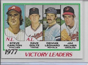 Topps 1978 (1977 Victory Leaders) #205 Carlton, Goltz, Leonard, Palmer) MT