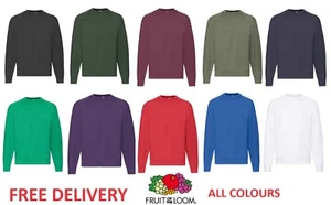 Fruit of the Loom Mens Sweatshirt Raglan Classic Casual Workwear Men Jumper New - Picture 1 of 13