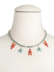 Collana tennis Betsey Johnson gioielli sirena aragosta stella marina ciondolo strass - Foto 1 di 2