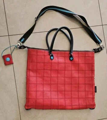 GABS Convertible Tote Flat Bag  Genuine Italian Red Patchwork Leather Tote  - Image 1 of 4