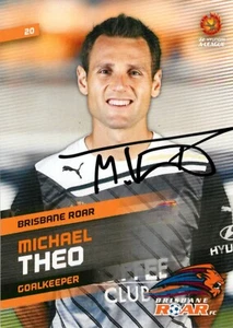 Signed 2013 2014 BRISBANE ROAR A-League Premiers Card MICHAEL THEO - Picture 1 of 3