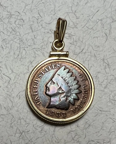 1903 USA PENNY - CASED IN 14K GOLD FILLED FRAME Cover