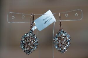 Aquamarine, Morganite & White Topaz Rose Gold Flashed Sterling Silver Earrings