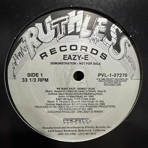 EAZY-E - WE WANT EAZY (REMIX) / STILL TALKIN (12") 1989!!! RARE!!! DR. DRE!!! - Picture 1 of 2