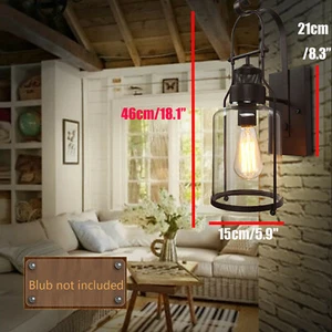 Industrial Rustic Wall Light Glass Lantern Vintage Outdoor Wall Sconce Light E27 - Picture 1 of 17