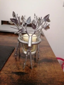 Yankee Candle Silver Metal Reindeer Votive Holder & Christmas Cookie Votive New - Picture 1 of 5