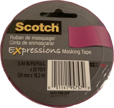Cinta adhesiva Scotch Expressions, 0,94 pulgadas x 20 yardas, fucsia Foto 1 de 4