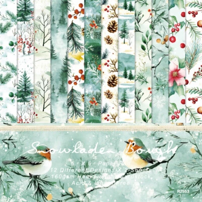 24Pcs Bird Holly Scrapbook Paper Pad Card Making Junk Journals Album Cardstock - Image 1 of 4
