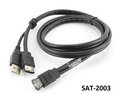 3ft eSATA+USB Combo (eSATAp) to eSATA Male & USB A Male, CablesOnline SAT-2003 - Image 1 of 4