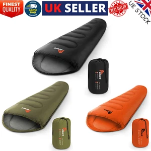 3-4 SEASON SINGLE SLEEPING BAGS CAMPING RECTANGULAR ENVELOPE ZIP UP KIDS ADULT - Picture 1 of 23