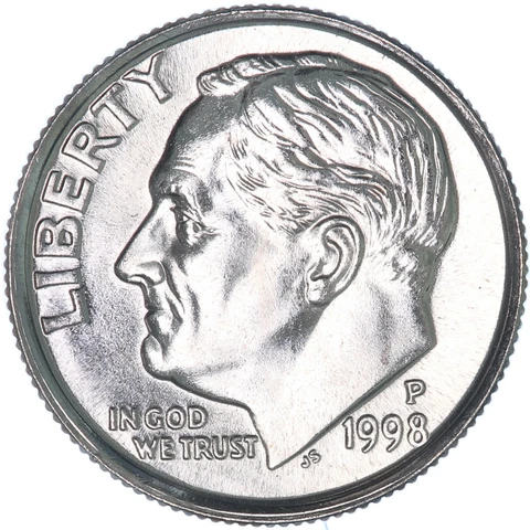 1998 P Roosevelt Dime Gem BU US Coin Cover