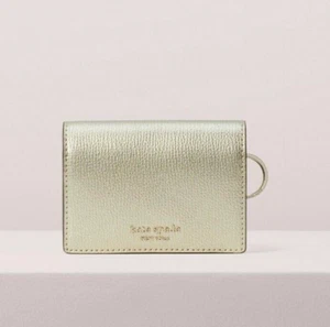 NWT Kate Spade Sylvia Mini Key Ring Bifold Leather Wallet PWRU7239 Pale Gold - Picture 1 of 12