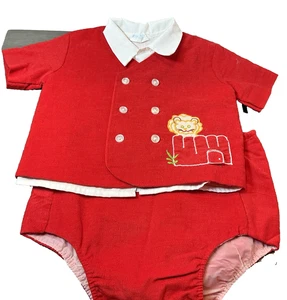 Conjunto infantil vintage Nannette 2 piezas camisa abotonada y cubierta de pañal - Imagen 1 de 13