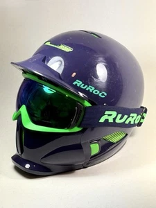 Ruroc RG1-DX Haze Ski Snowboard Helm M/L lila mit grünem verspiegeltem Visier - Bild 1 von 23