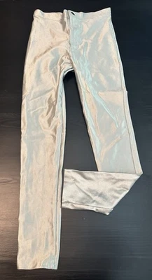 Pantalón Discoteca American Apparel Cintura Alta Brillante Apretado Plateado Años 70-Grande EE. UU. Talla M Foto 1 de 3