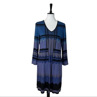 Studio M NUEVO Vestido Para Mujer Manga Larga Cuello en V Tejido Púrpura Negro Nuevo con Etiquetas Talla Grande Foto 1 de 4