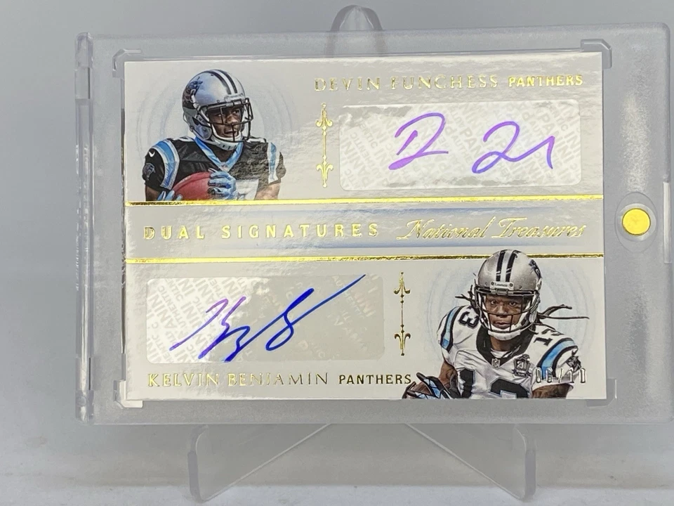 National Treasures Dual AUTO GOLD RC ROOKIE Kelvin Benjamin Funchess #6/10  2015 - Image 1 of 4