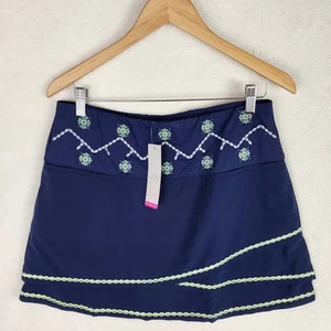 Lucky in Love Lurex Tennis Golf Skort Damen M dunkelblau bestickt Performance - Bild 1 von 9