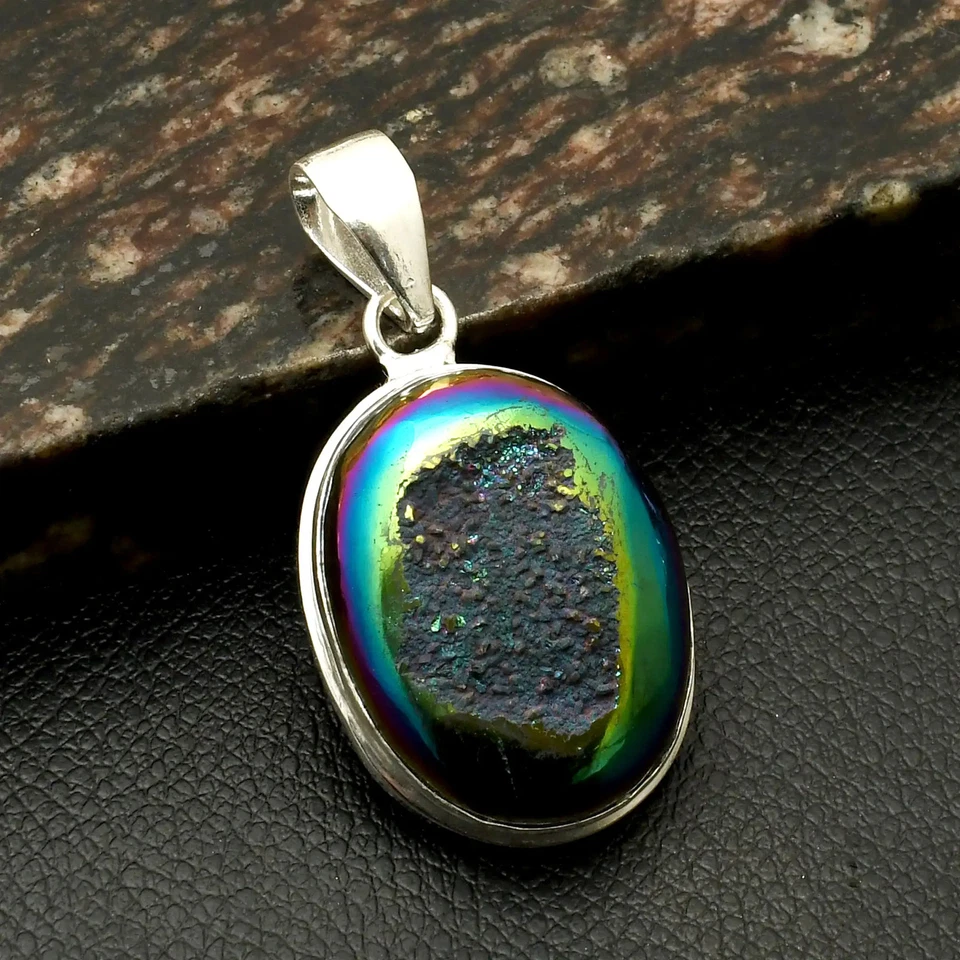 Титан друзы драгоценных камней этнической ручной работы подвеска ювелирных изделий для Нового года 2» AP-38257 - Изображение 1 из 1