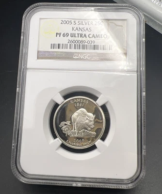2005 S Kansas State Statehood Silver Quarter Coin NGC PF69 UCAM #039 - Image 1 of 4