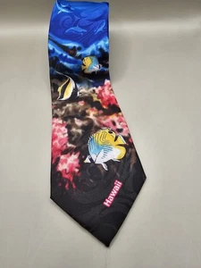 Tropical Hawaii hecho a mano para hombre corbata peces delfines 60 x 3,5 pulgadas - Imagen 1 de 6
